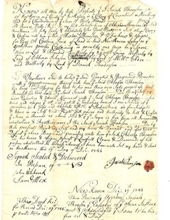 1744 NEW HAVEN CONNECTICUT LAND TRANSFER SIGNED JOSIAH THOMSON & SAMUEL BISHOP