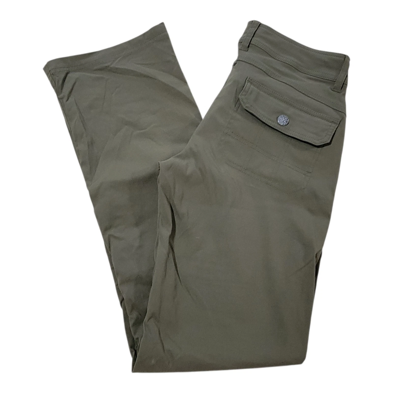 Prana Halle Straight Pant Womens 6 Green Roll Up Convertible Stretch Mid Rise