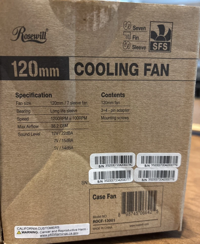 Rosewill ROCF-13001 120mm Case Fan, Black - 2-Pack - Image 4 of 4