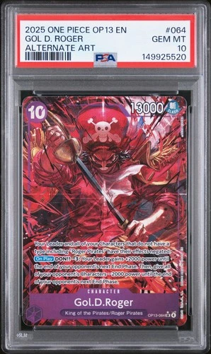 2025 ONE PIECE OP13-CARRYING ON HIS WILL ALTERNATE ART #064 GOL D. ROGER PSA 10