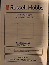 Russell Hobbs RH47TTF4E1W 45L Table Top Mini Fridge White 1 Door E Rated