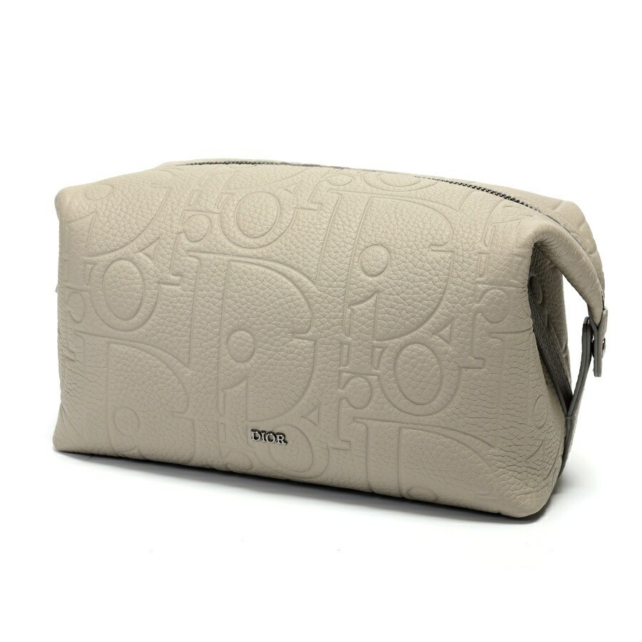 Dior Gravity Leather Gray Cosmetic Travel Pouch 2ESCA495