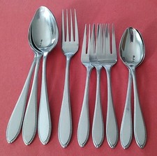 9pc Interpur INR5 Stainless 3 SOUP 2 TEA SPOONS FORKS Japan Beaded Edge Handle