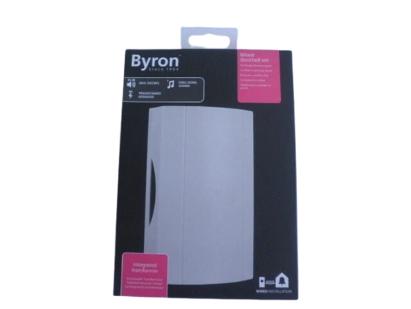 Wired Door Bell Chime with Built In Transformer White Byron DBW-23082