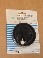 Vintage 3 Pieces Collapsible Lens Hood Set 55mm Spare Cover Cap Keeper New