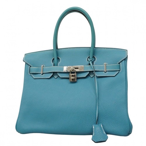 Auth [6ed4277] HERMES Handbag Birkin 30 Togo Blue gene Silver metal fitting ...