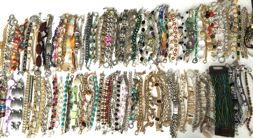 140+ HUGE Vintage Costume to Fashion Jewelry lot Bracelet Tennis Chain Charm