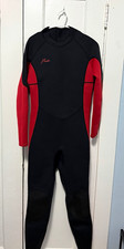 Hevto Men's Neoprene Full Wetsuit Black/Red Back Zipper Mens Wetsuit