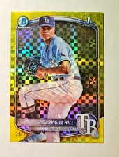 Gary Gill Hill 2025 1st Bowman Chrome BCP-55 Yellow X-FRACTOR REFRACTOR 25/75 C6