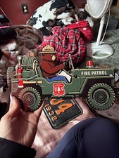 Porcelain Smokey Bear In Jeep Red Us Sign