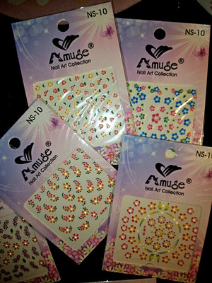 Nail 3D Nail Stickers Multi Color Flowers  Set of 4  READ DESCRIPTION