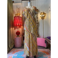 vintage 1990s flapper style rayon maxi dress, rabbit rabbit, tiered asymmetrical