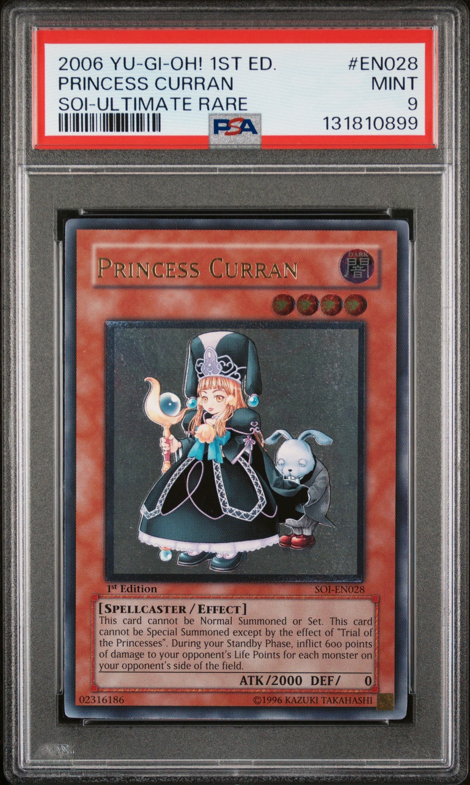 2006 YU-GI-OH! SOI-SHADOW OF INFINITY 1ST ED-ULTIMATE RARE PRINCESS CURRAN PSA 9