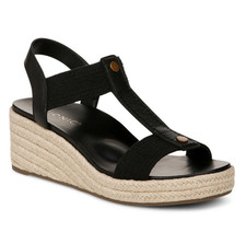 Vionic's Calera Black Leather Wedge Sandals   New   PRICE DROP   Fast Ship