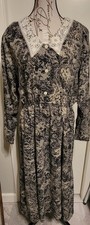 Vintage Candace By Ingrid California Semi Sheer Printed Dress Embroidered Collar