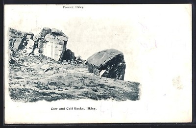 Ilkley, Cow and Calf Rocks, Ansichtskarte 1903 