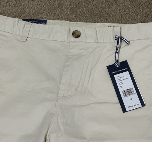 Vineyard Vines Breaker Khaki Pants Stone White Boys Kids Size 18 NEW $52 - Picture 2 of 3