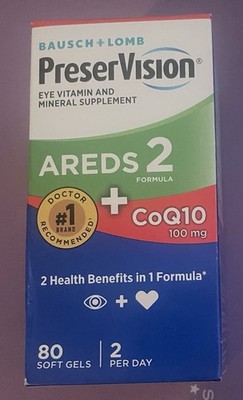 PreserVision AREDS 2 CoQ10 Vitamin Mineral Health 80 Softgels EXP 02/2027 NEW