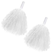 2 Pcs Cheerleading Pom Poms with Handle for Girl Team Spirit Sports White Matte