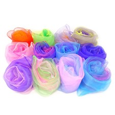 12 PCS Gradient Color Square Scarves 24x24 Inch Silk Juggling Dance Props