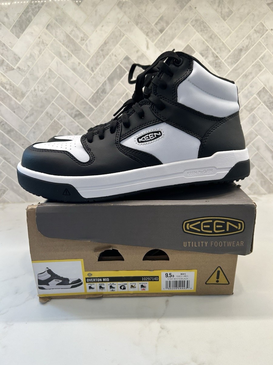 Keen Utility Mens Overton Mid CT Star White Black Leather Work Boots Size 9.5 D Men main image 3