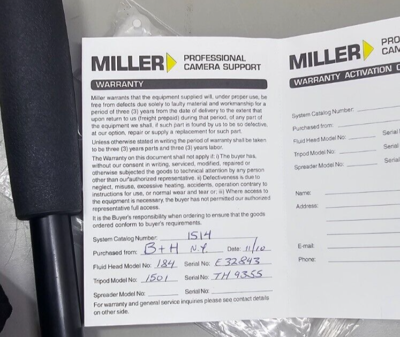 Trépied Miller Solo Q 100 DS20 Solo DV, 3 Étages, Tête Fluide