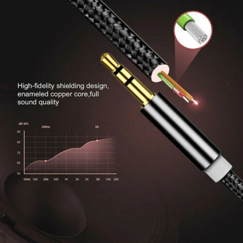 Stereo Auxiliary Mini Jack Male Car Lead AUX Audio Cable Gold Plated 3.5mm UK - Image 4 of 4