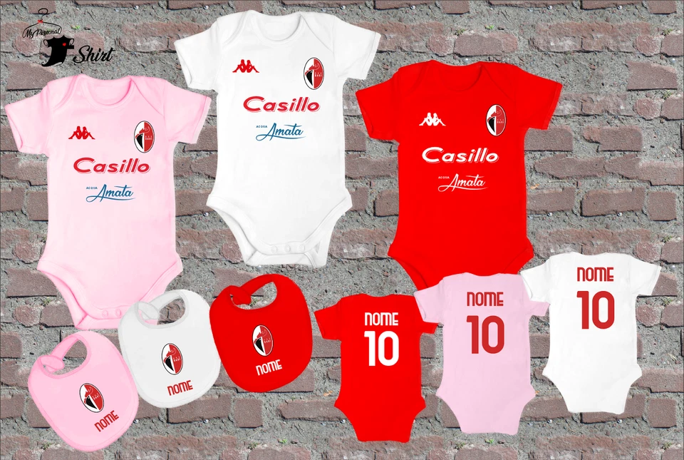 COORDINATO BODY BAVAGLINO NEONATO SSC BARI PERSONALIZZATO CON NOME 3 COLORI