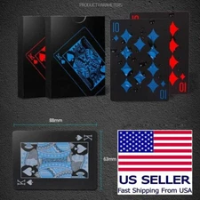 2 Decks Black Poker Playing Cards PVC Plastic High Quality Durable Waterproof 