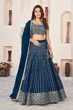 New Exclusive Georgette Blue Lehenga Choli With Dupatta For Party Wear
