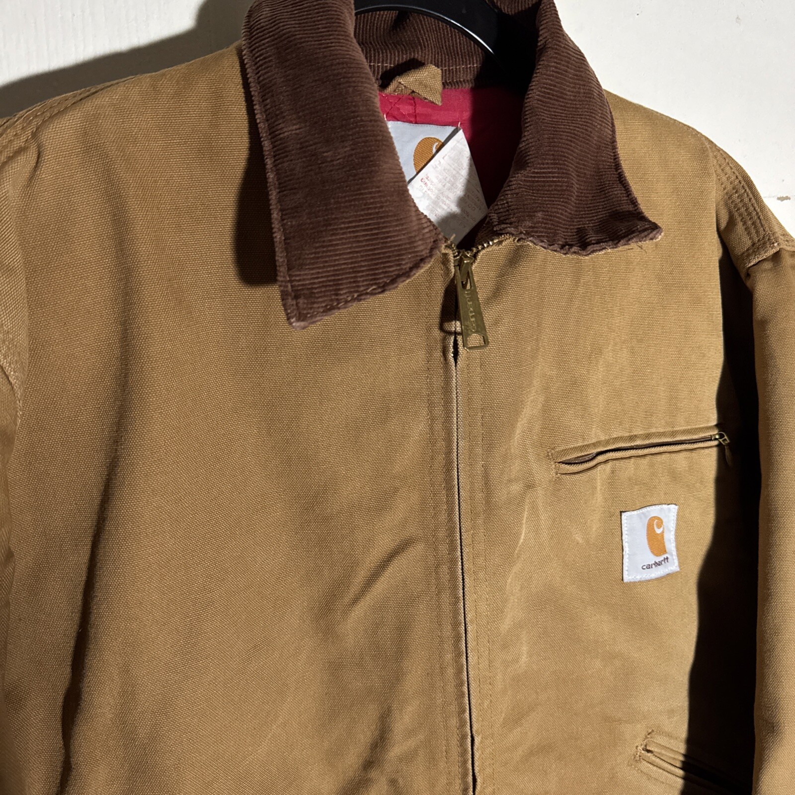 Vintage Carhartt Jacket Men’s Size 40 6QLJ Detroit Canvas Red Quilt Lined USA image 3