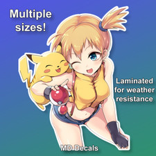 Pokemon Misty sticker, anime girl laminated glossy vinyl waterproof