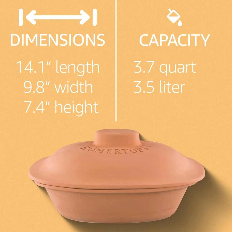 Römertopf Keramik-Bräter Trend Tonbräter Dampfgarer 35 Liter Naturton - Bild 4 von 4