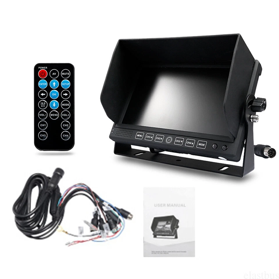 7Inch Quad Monitor Splitscreen 12/24V 4ch 4PIN Video In For Truck Trailer Van RV - Image 4 of 4