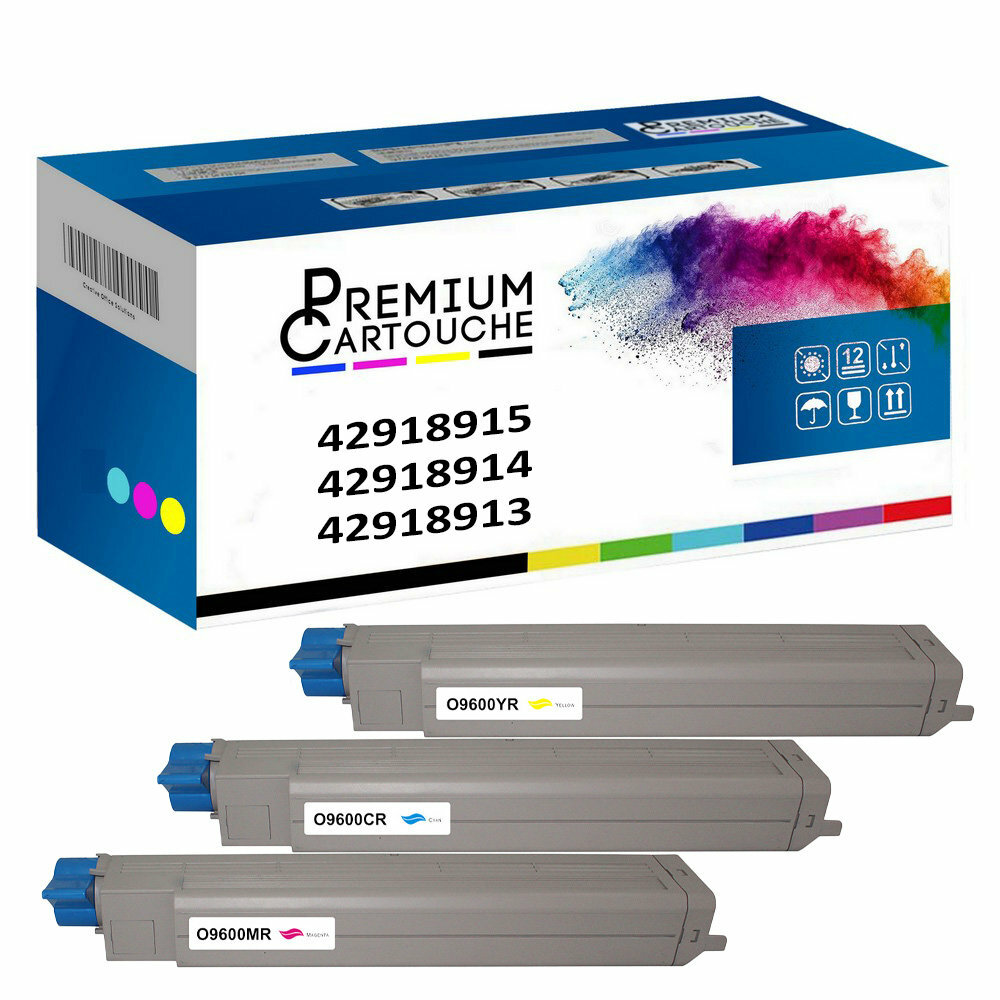 Toner 42918915 couleur OKI lot de 3 cartouches d'encre compatibles
