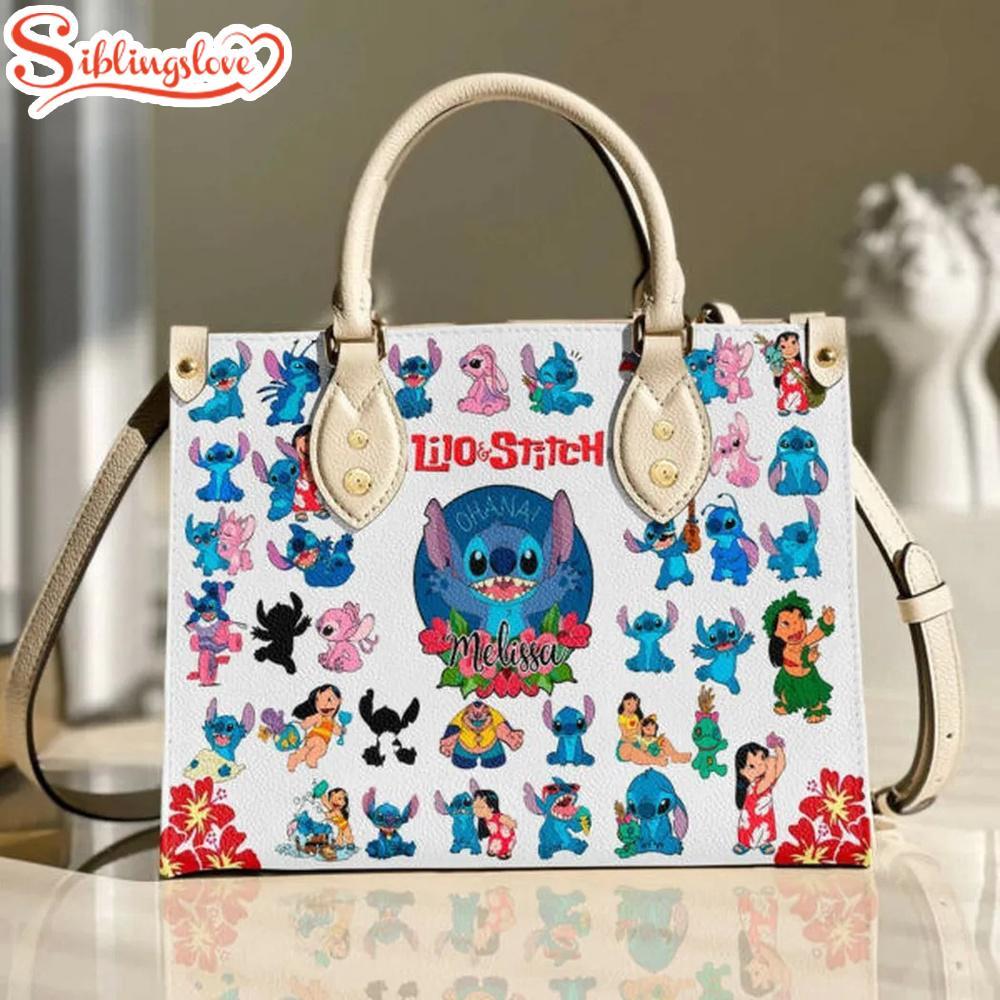 Custom Name Disney Lilo And Stitch Leather Handbag