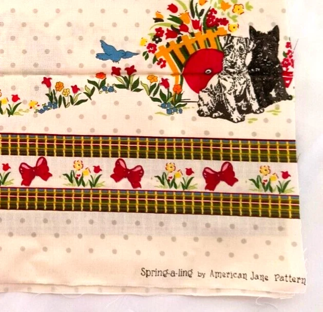 New Fat Quarter Moda Fabric Spring-a-ling American Jane Pattern Puppies Flowers - Image 2 of 4