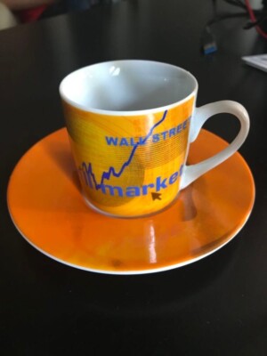 Konitz Espresso Cup and Saucer Set Wall Street Bull Market FREE Shipping