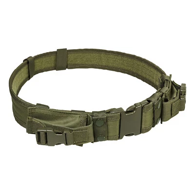 VISM NEW - Tactical 2 inch Adjustable Duty Gun Belt w 2 Magazine Pouches - OD GREEN