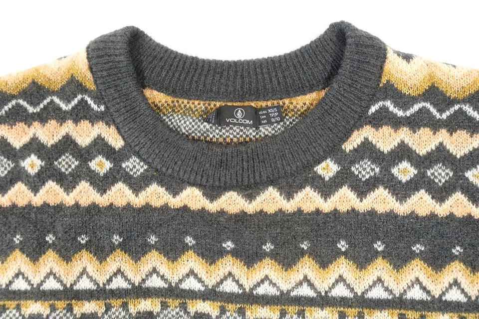 VOLCOM GEO PRINT BLACK PINK XS KNIT NOT FAIRISLE SWEATER WOMENS NEW - Image 3 of 4