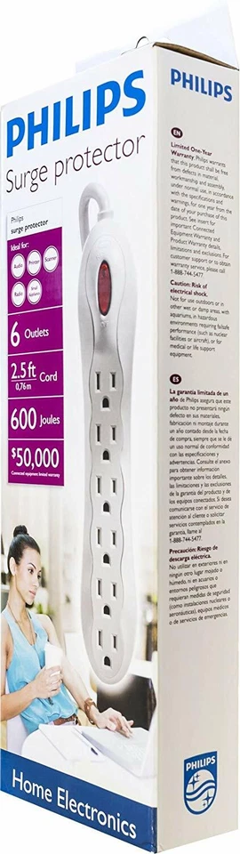 Philips SPP3160A/17 Home Electronics with 6 Outlets, 250J, 2.5-Ft Free Shipping - Image 4 of 4