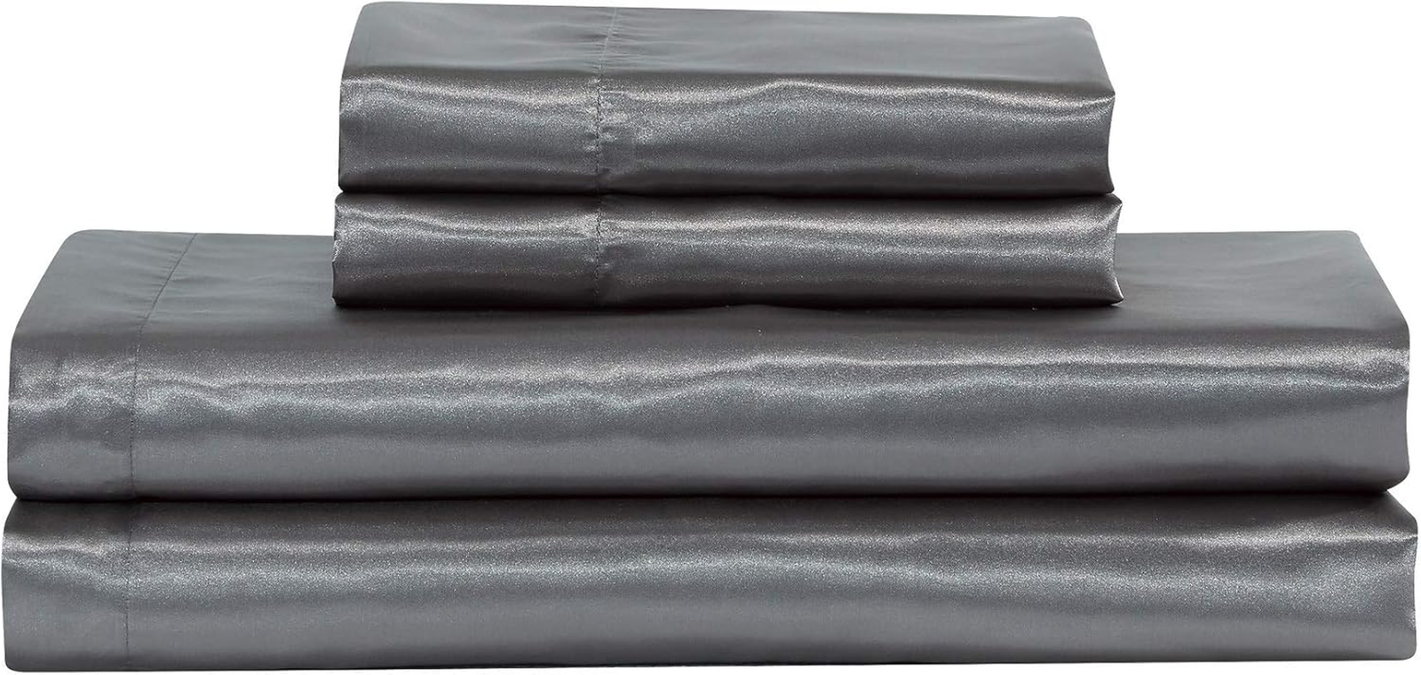 Mk Collection Soft Silky Satin Solid Color Deep Pocket Sheet Set (Grey, Queen)