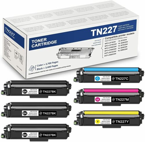 6 Pack TN227 223 Toner Cartridge for Brother HL-L3270CDW HL-L3290CDW MFC-L3710CW