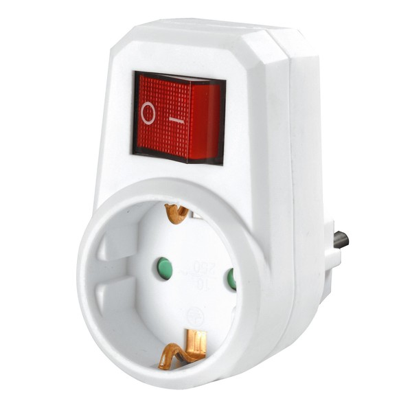 Heitech Steckdose Schaltbar Steckdosenadapter 2-Polig TÜV/Gs-Zeichen Schalter-image