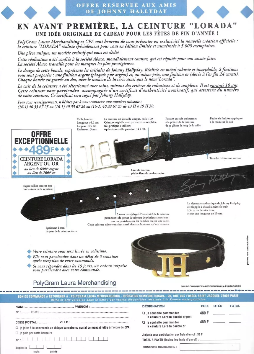 Ceinture top johnny hallyday