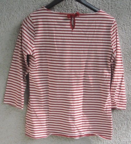 STREIFENSHIRT Sommer Shirt ROT Größe L von EDC Langarm weiß mit SCHLEIFE - Bild 2 von 5