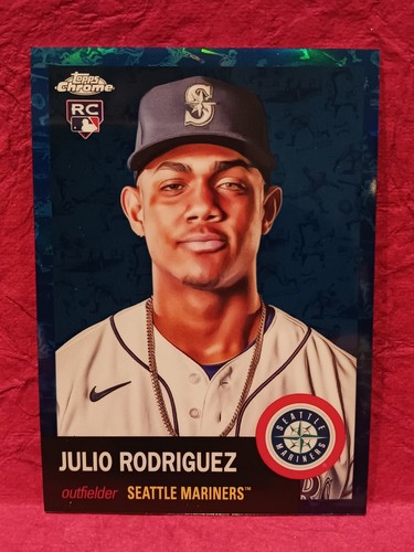 2022 Topps Chrome Platinum Anniversary Julio Rodriguez Toile White & Blue /199 - Picture 1 of 3