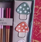 Party of 4 TABLETOPS UNLIMITED 12 pc Bamboo Chopsticks & Mushroom Ceramic Rests  — photo 5