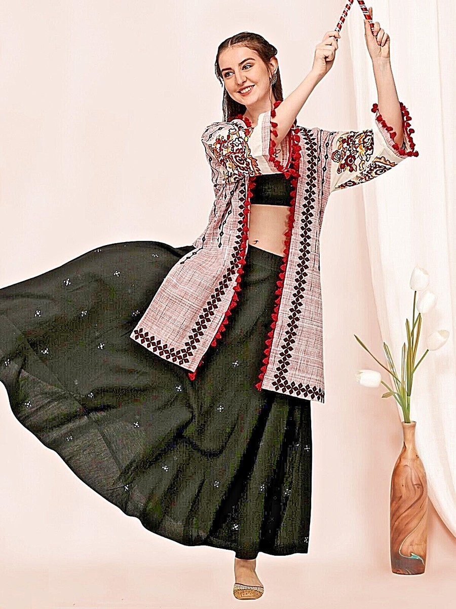 Women jacket Indian long fancy ethnic embroidered wear Navratri