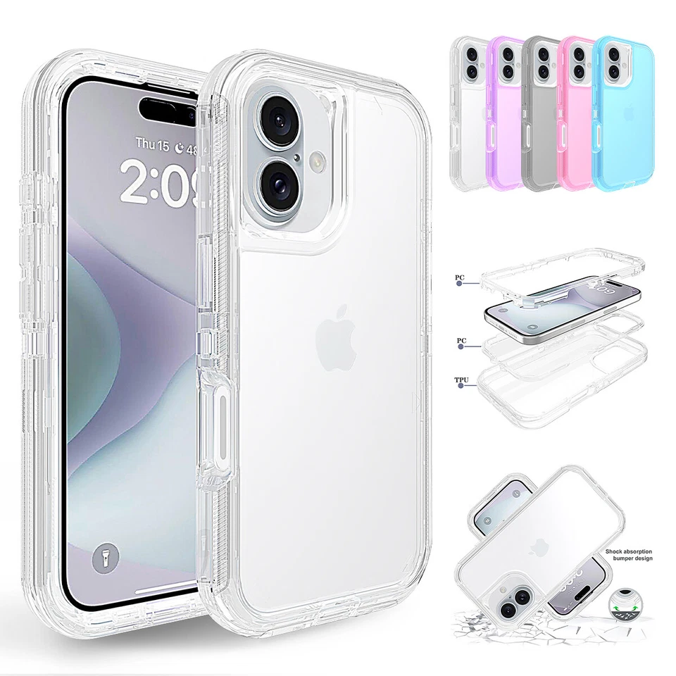 Funda transparente resistente a prueba de golpes para iPhone 17 16 15 Pro Max 14 13 12 11 Foto 4 de 4